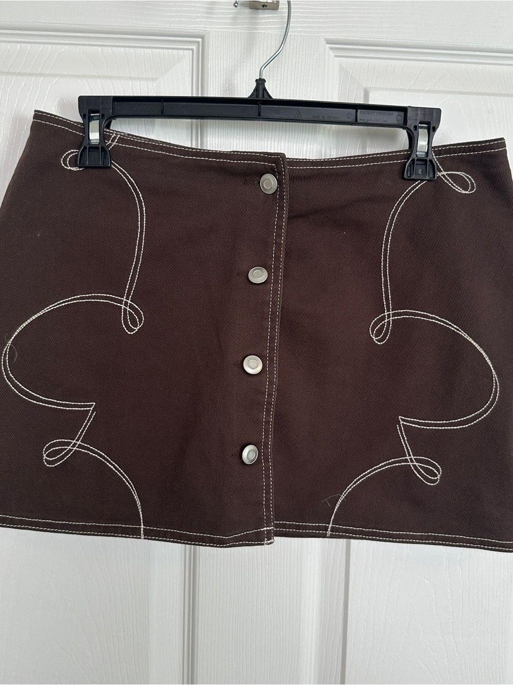 Gianni Bini Brown Button-Front Mini Skirt - Picture 2 of 5
